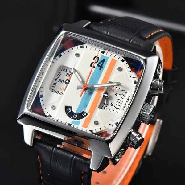 Square Dial Chronograph Watch with Racing Stripe Detail - Vintage watches - Photo 7