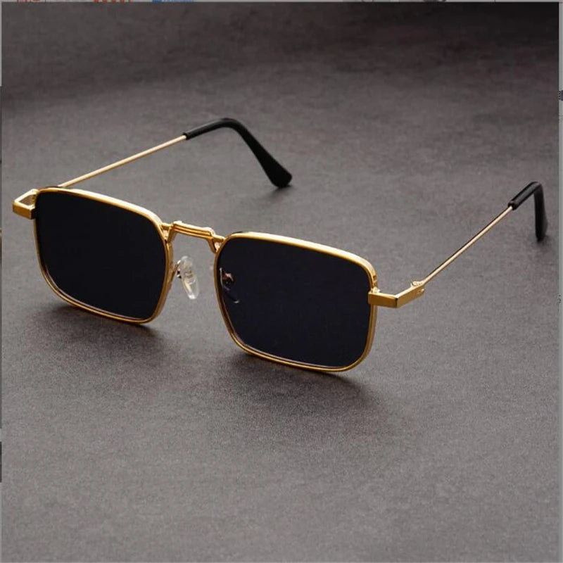 Gold Square Metal Frame Sunglasses with Adjustable Nose Pads - Photo 3
