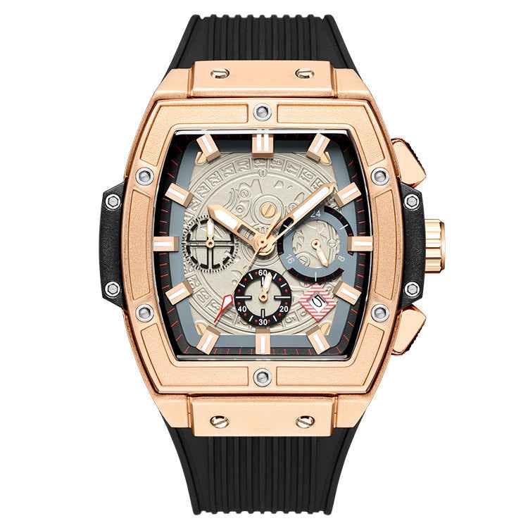 Gold Textured Dial Rectangular Chronograph Dress Watch - Chronograph dress watches - Photo 8