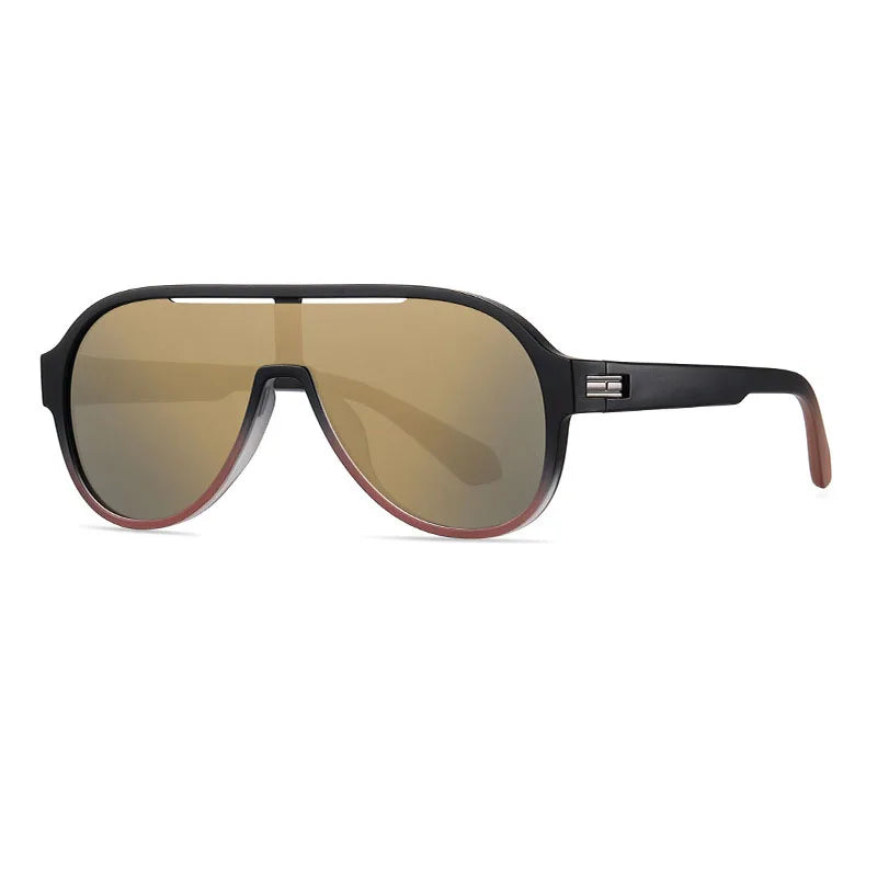 Gold Thick Frame Matte Aviator Sunglasses - Photo 11
