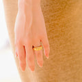 Gold Twisted Domed Gold-tone Statement Ring with Chunky Band - Statement rings - Photo 5