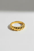 Gold Twisted Domed Gold-tone Statement Ring with Chunky Band - Statement rings - Photo 6