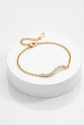 Gold Wave Bar Diamond Accent Gold Chain Bracelet - Photo 1