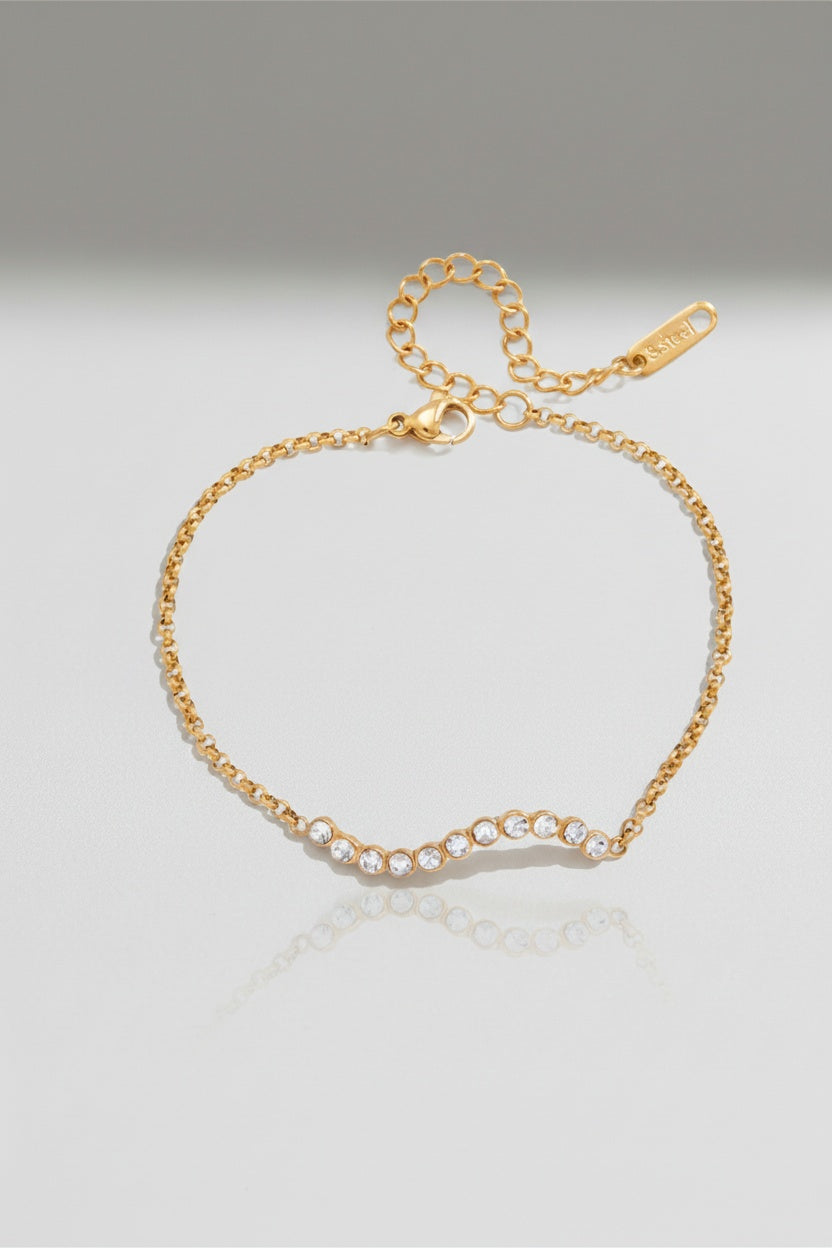 Gold Wave Bar Diamond Accent Gold Chain Bracelet - Photo 7