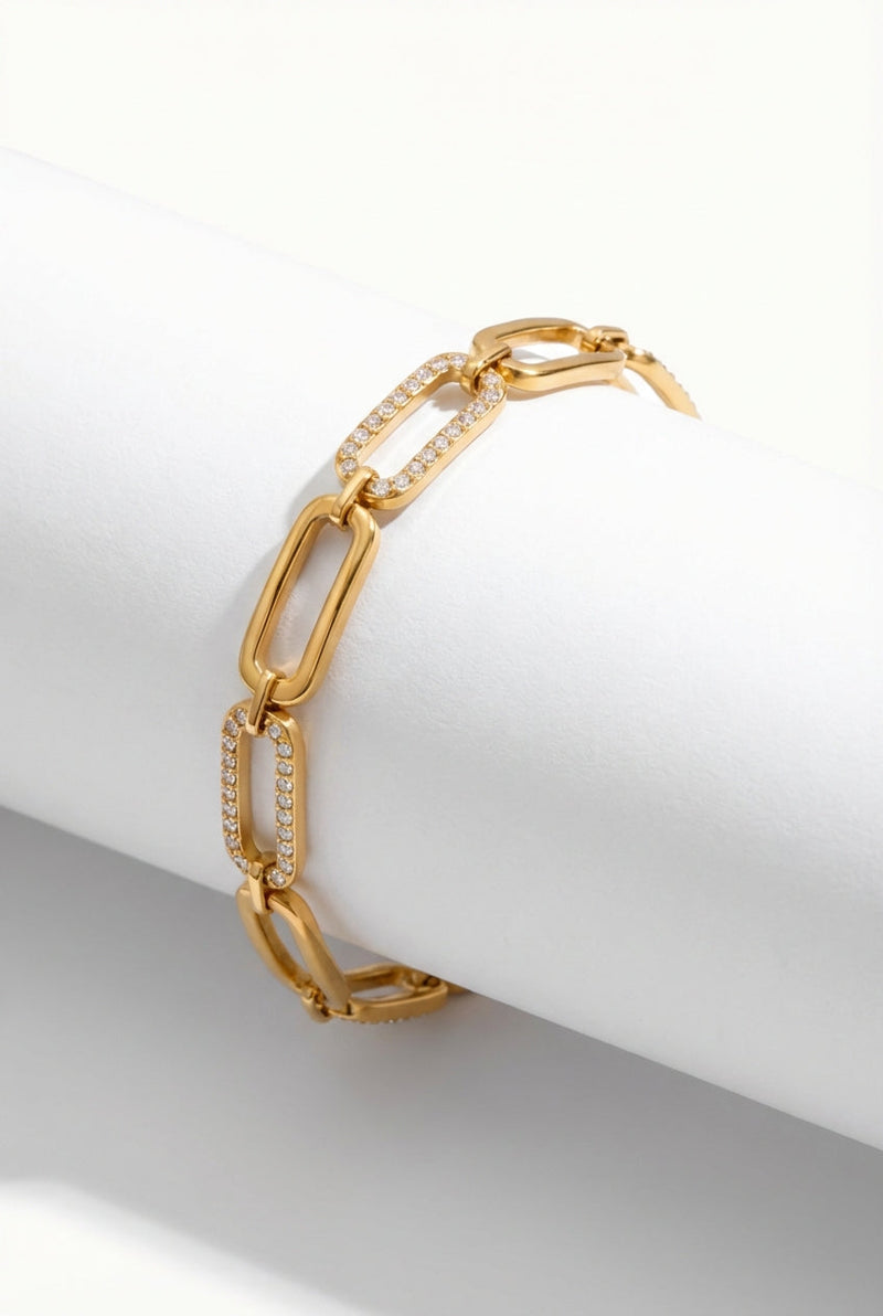 Gold Women's Gold-Tone Pavé Chain Link Bracelet - Chain bracelet - Photo 1