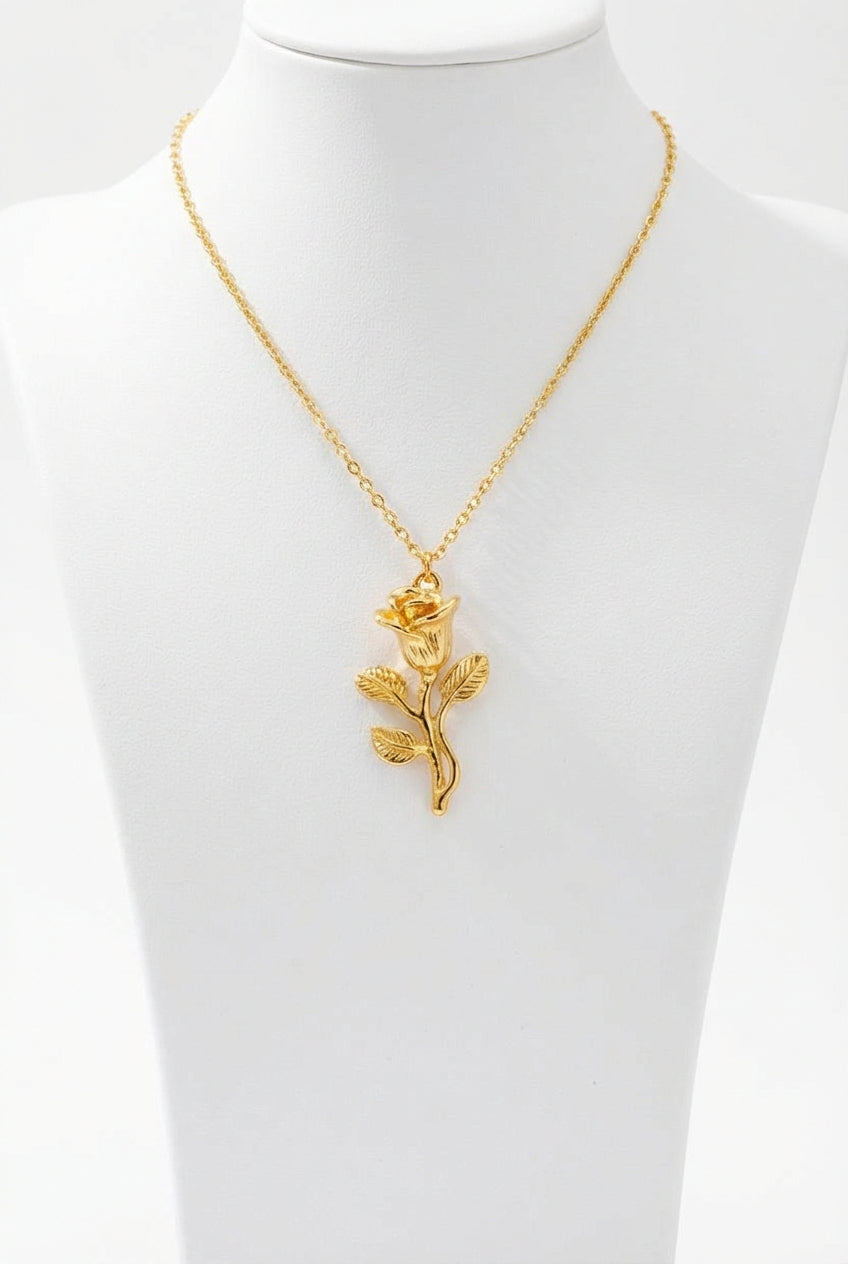 Gold Women's Gold-Tone Rose Charm Collarbone Necklace - Charm necklaces - Photo 1