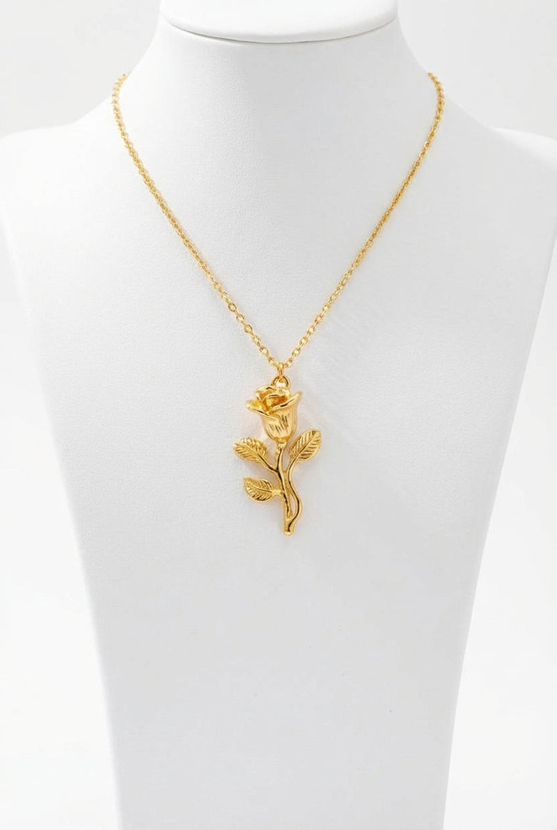 Gold Women's Gold-Tone Rose Charm Collarbone Necklace - Charm necklaces - Photo 1