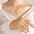 Gold Women's Gold-Tone Rose Charm Collarbone Necklace - Charm necklaces - Photo 2