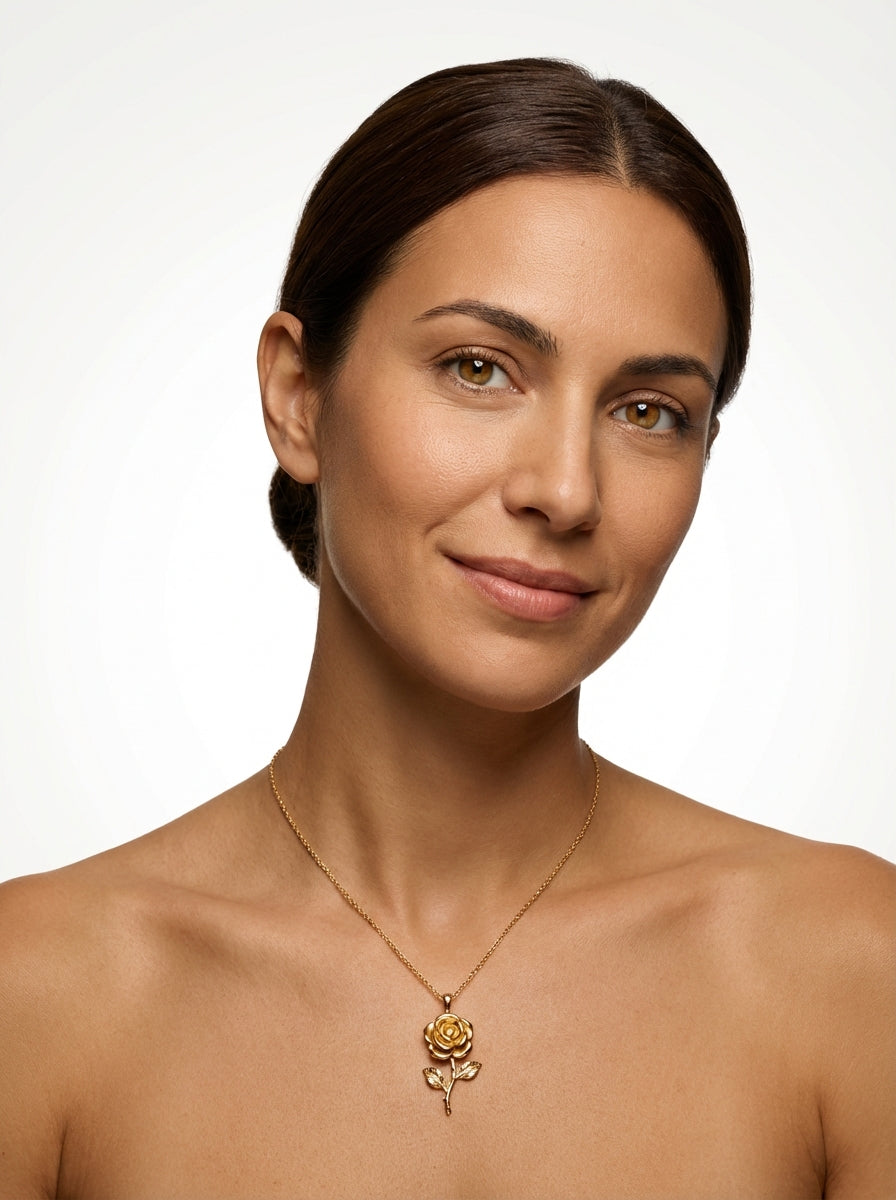 Gold Women's Gold-Tone Rose Charm Collarbone Necklace - Charm necklaces - Photo 9