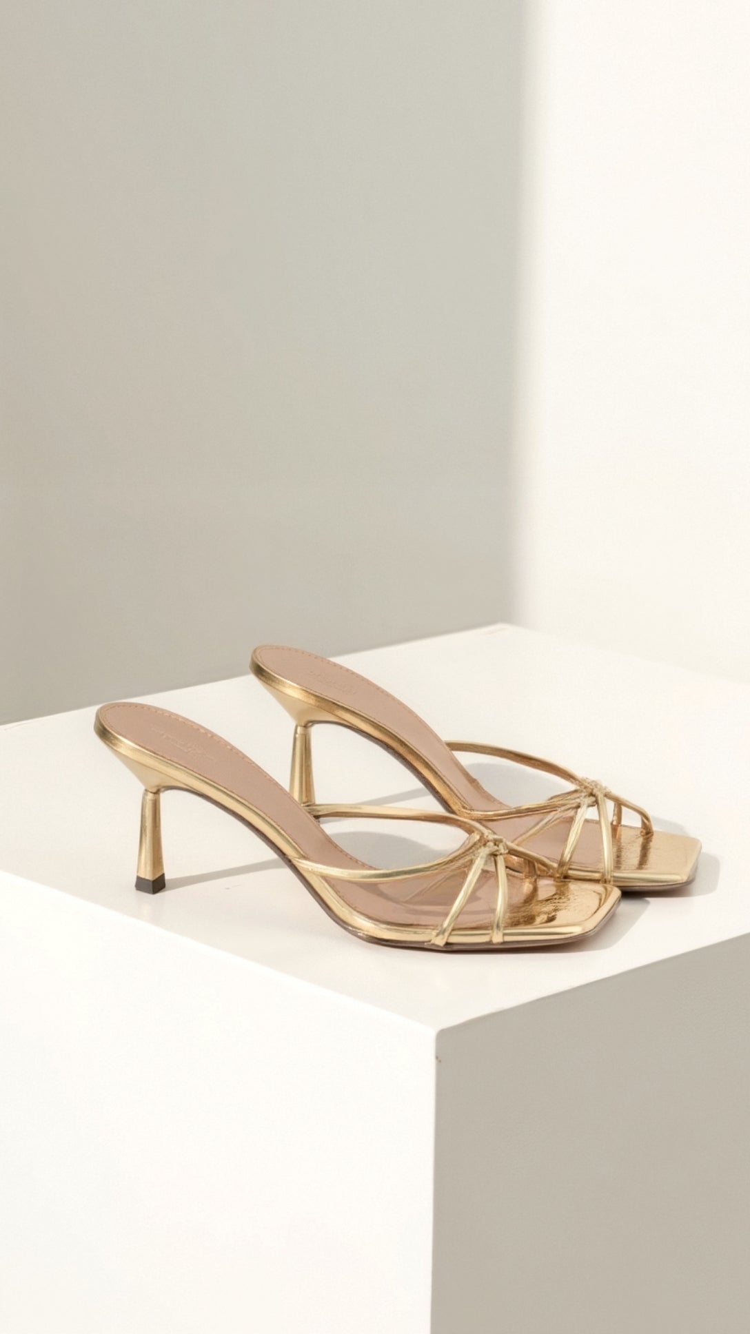 Gold Women's Strappy Square-Toe Block-Heel Mules - Photo 5