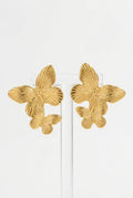Gold Women's Textured Gold Butterfly Drop Earrings - Photo 1
