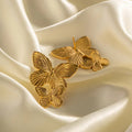 Gold Women's Textured Gold Butterfly Drop Earrings - Photo 6