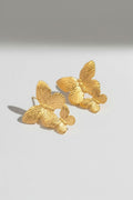 Gold Women's Textured Gold Butterfly Drop Earrings - Photo 7