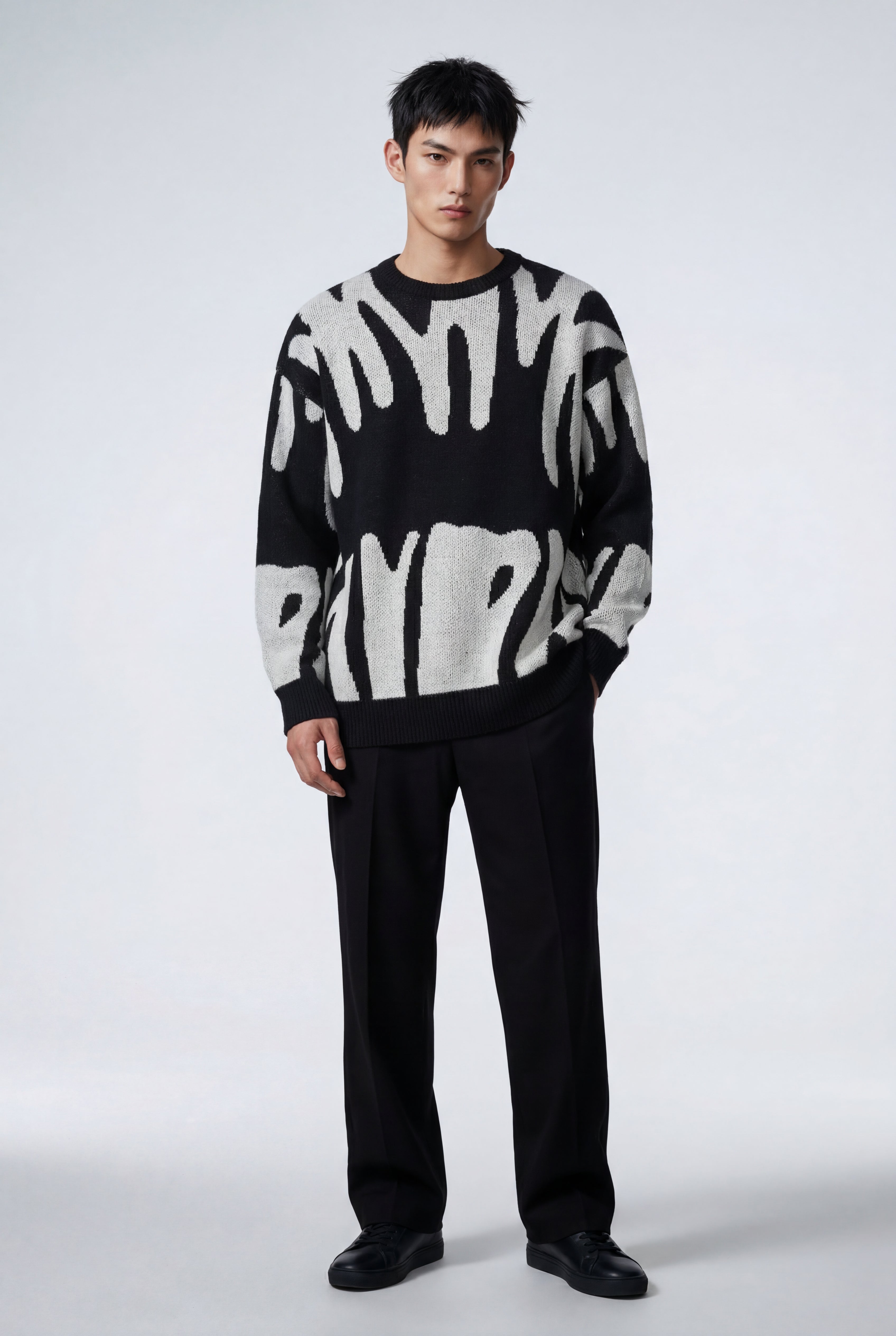 Sweater Graphic Relaxed Fit Crew Neck Jumper Abstract Streetwear