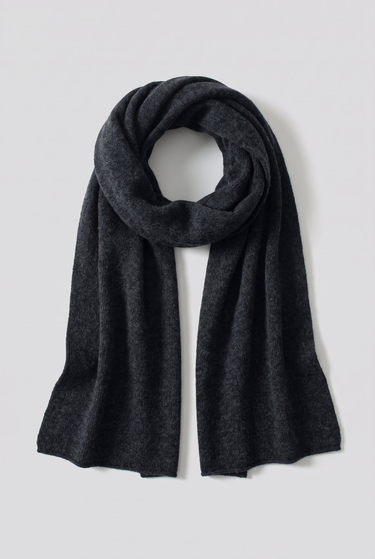Cashmere Wrap Scarf in Gray Black — studio front