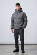 Gray Boxy Hooded Puffer Jacket with High Neck - Hooded jackets - Photo 1