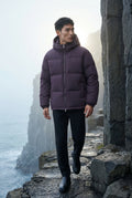 Purple Boxy Hooded Puffer Jacket with High Neck - Hooded jackets - Photo 11