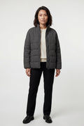 Gray Boxy Quilted Zip-front Winter Coat with Stand Collar - Photo 16