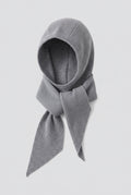 Cashmere Hooded Scarf Balaclava in Gray — studio front