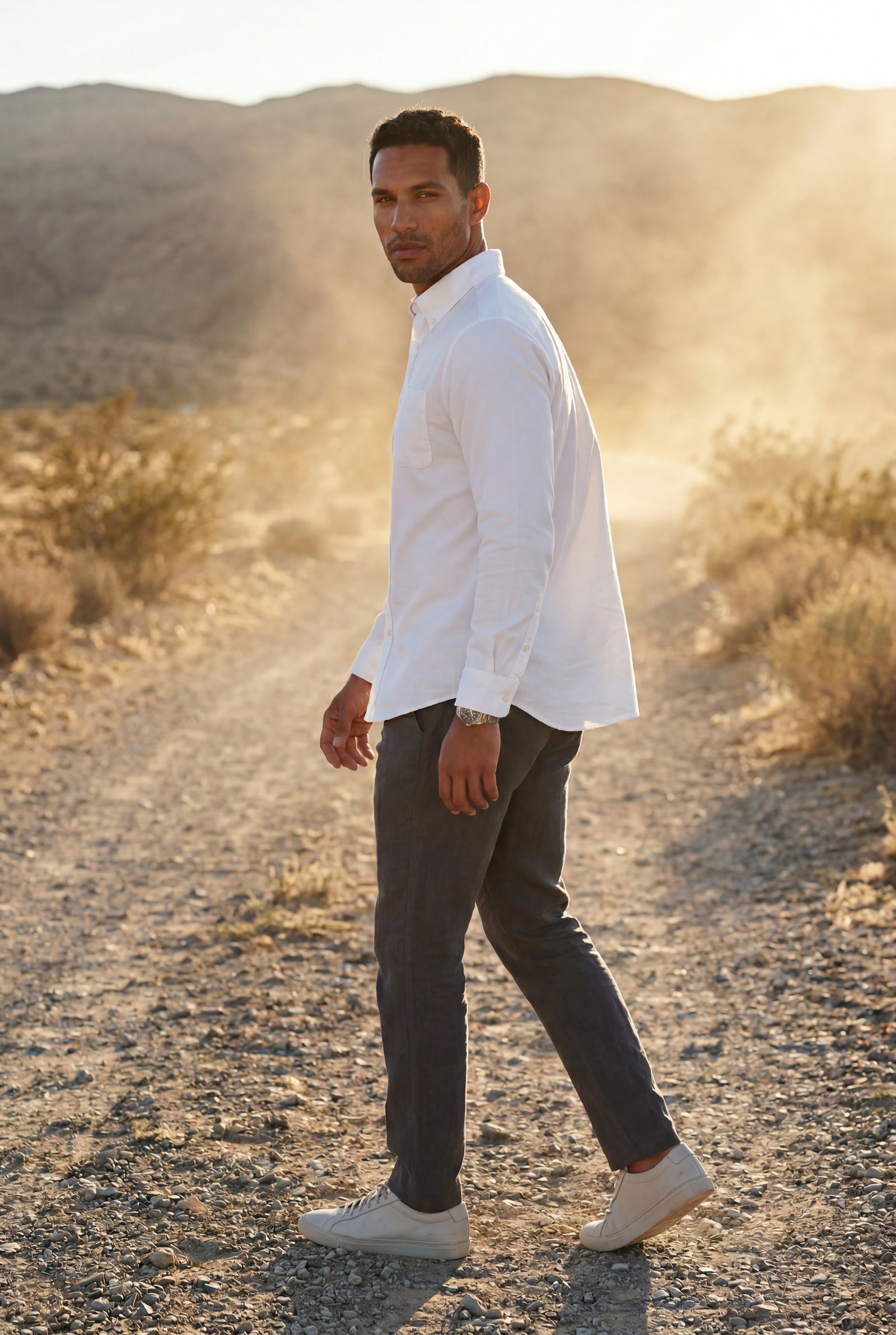 White Charcoal Structured Long Sleeve Button-down Shirt - Casual Shirts - Photo 10