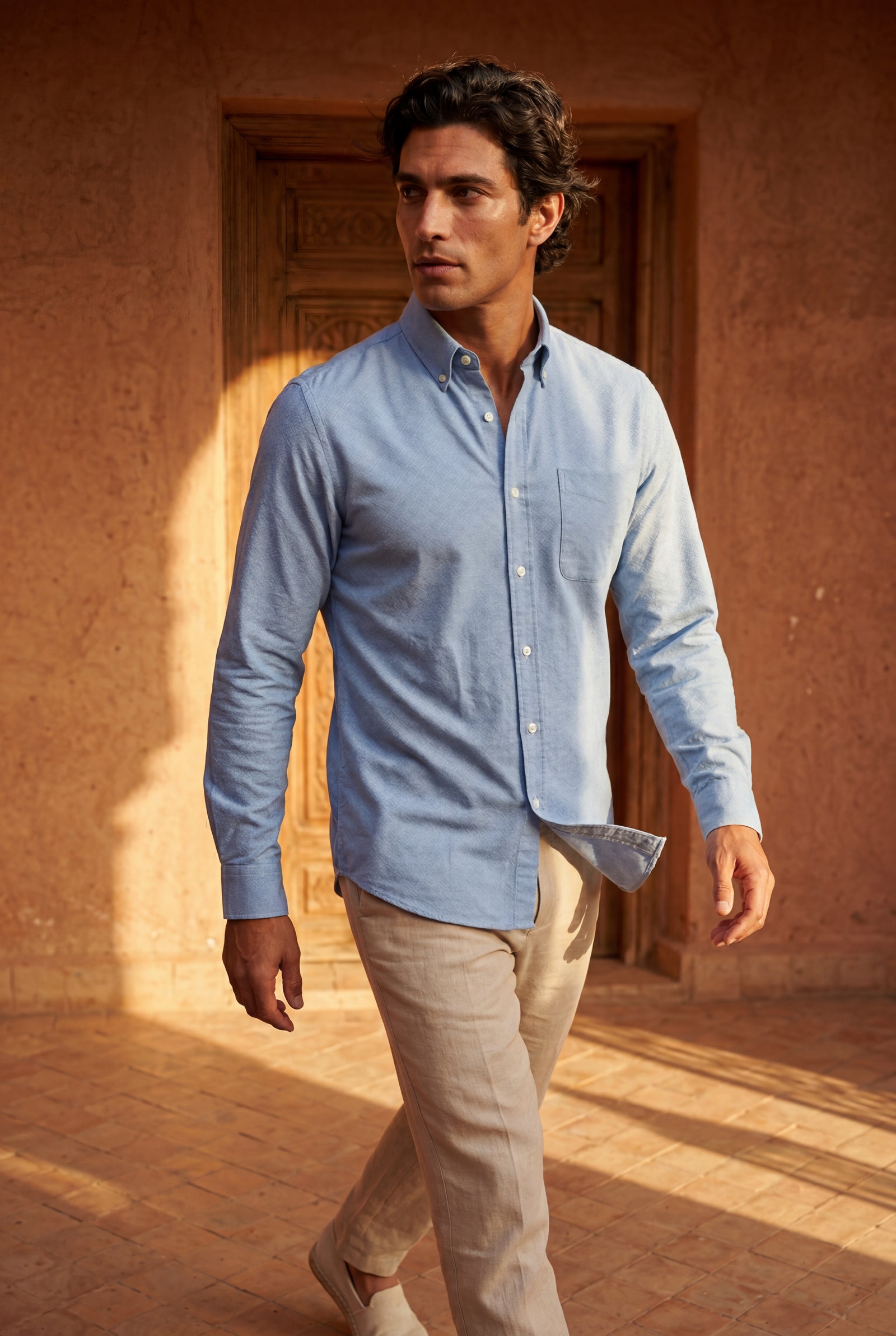 Light Blue Charcoal Structured Long Sleeve Button-down Shirt - Casual Shirts - Photo 8