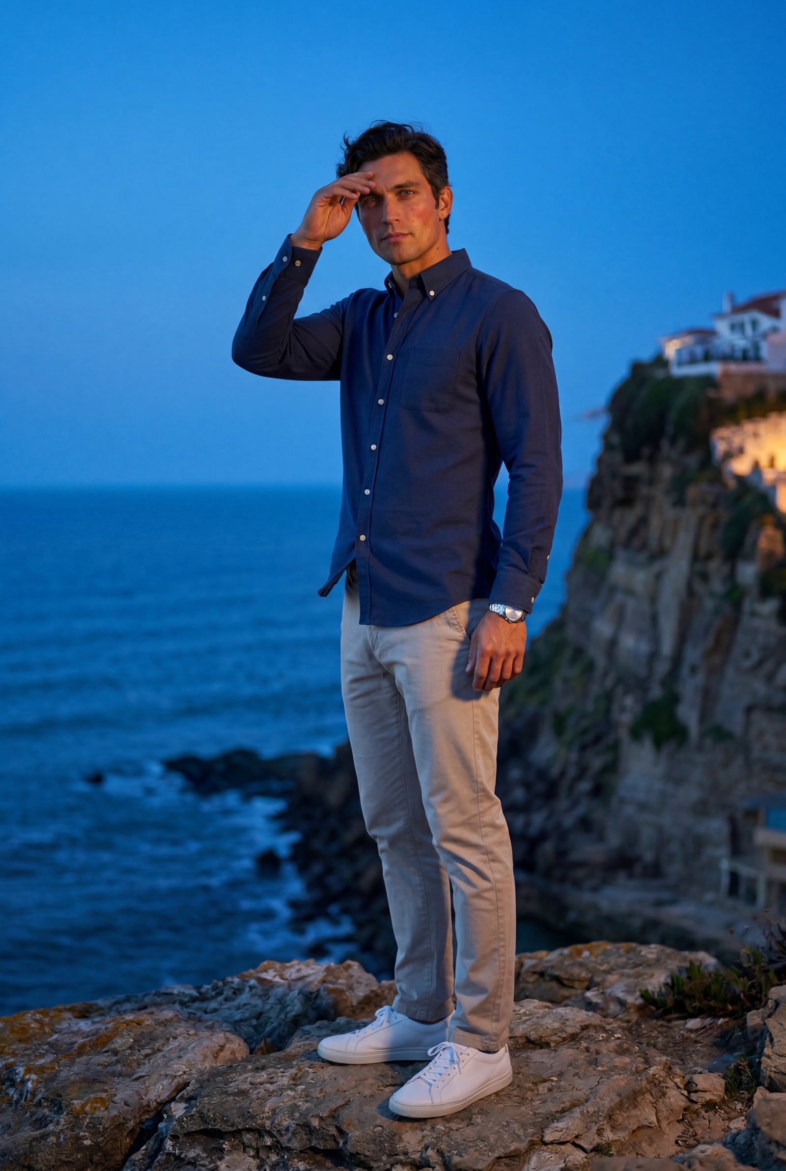 Navy Blue Charcoal Structured Long Sleeve Button-down Shirt - Casual Shirts - Photo 9