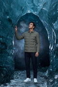 Stone Grey Chevron Quilted Snap-front Puffer Shirt Jacket - Puffer jackets - Photo 23