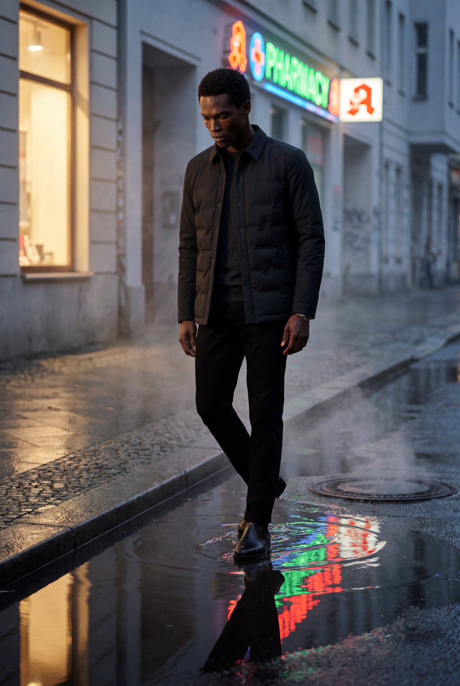 Black Chevron Quilted Snap-front Puffer Shirt Jacket - Puffer jackets - Photo 9