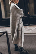 Chunky Knit Oversized Cardigan in Gray — side