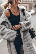 Chunky Knit Oversized Cardigan in Gray — side