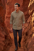Taupe Classic Button-down Oxford Shirt with Chest Pocket - Men's Shirts - Photo 6