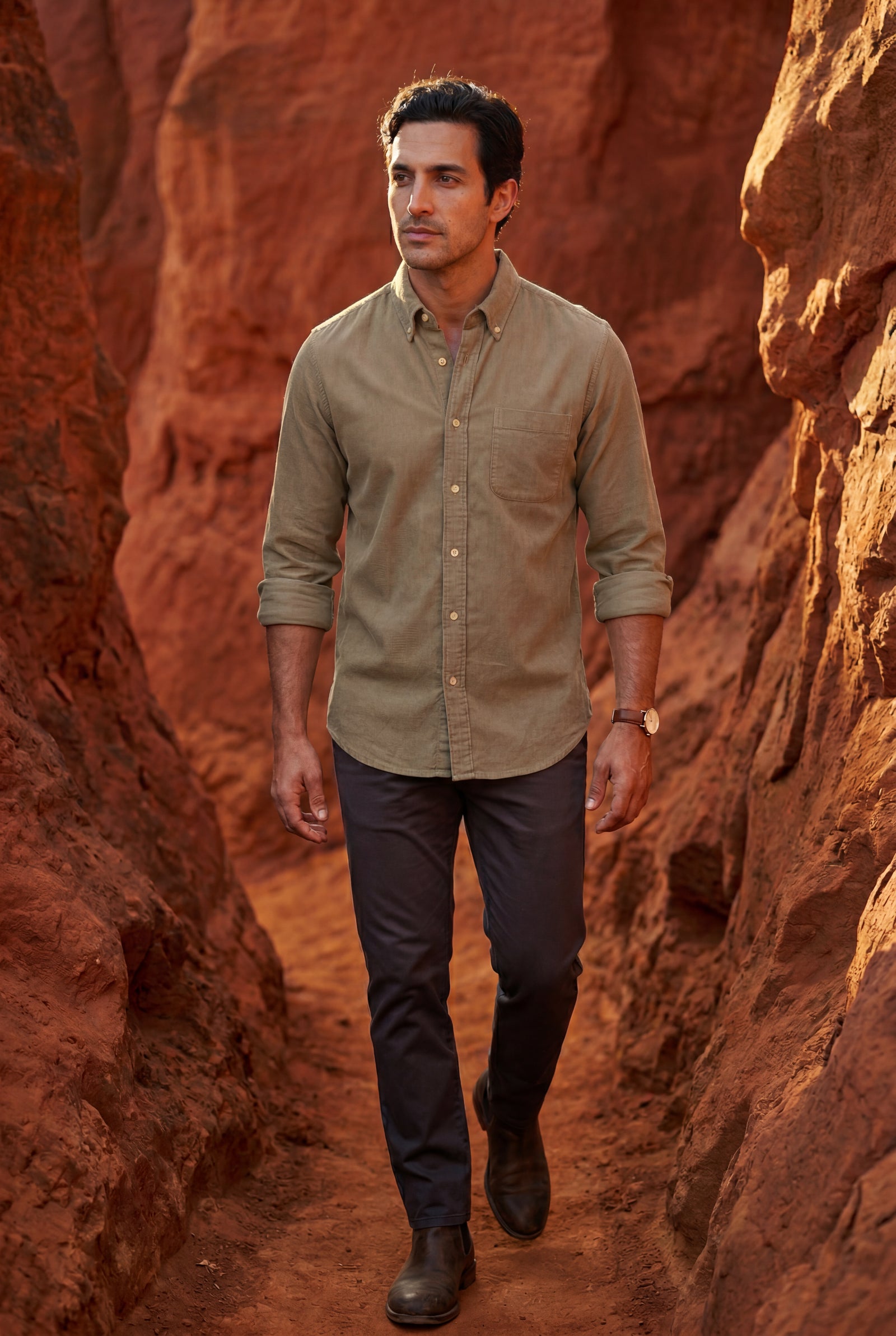 Taupe Classic Button-down Oxford Shirt with Chest Pocket - Men's Shirts - Photo 6