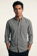 Gray Classic Button-down Oxford Shirt with Chest Pocket - Men's Shirts - Photo 9