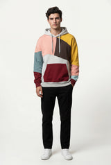Gray Colorblock Kangaroo Pocket Pullover Hoodie - Casual hoodie - Photo 1