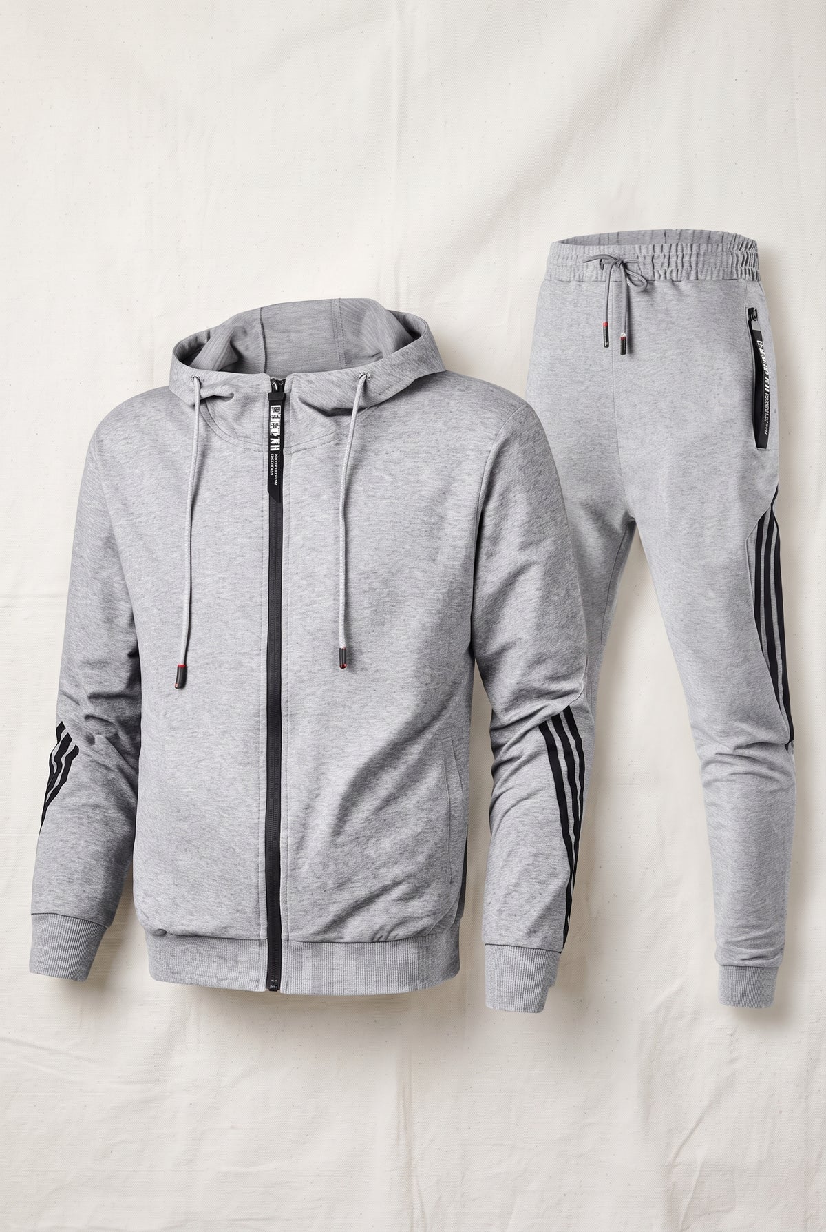 Contrast Stripe Tracksuit Set in Gray — studio front