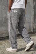 Corduroy Wide-Leg Pants in Gray — studio angle