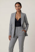 Gray Double-breasted Fitted Jacket and Slim Trouser Suit Set - Photo 27