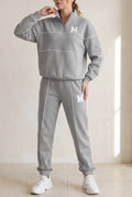 Fleece Loungewear Set in Gray — studio front