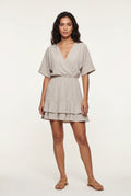 Gray Flutter Sleeve Ruffle Hem Mini Dress - Photo 2
