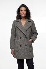 Gray Grey Herringbone Double-breasted Tailored Coat - Tailored coats - Photo 1