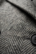 Gray Grey Herringbone Double-breasted Tailored Coat - Tailored coats - Photo 3