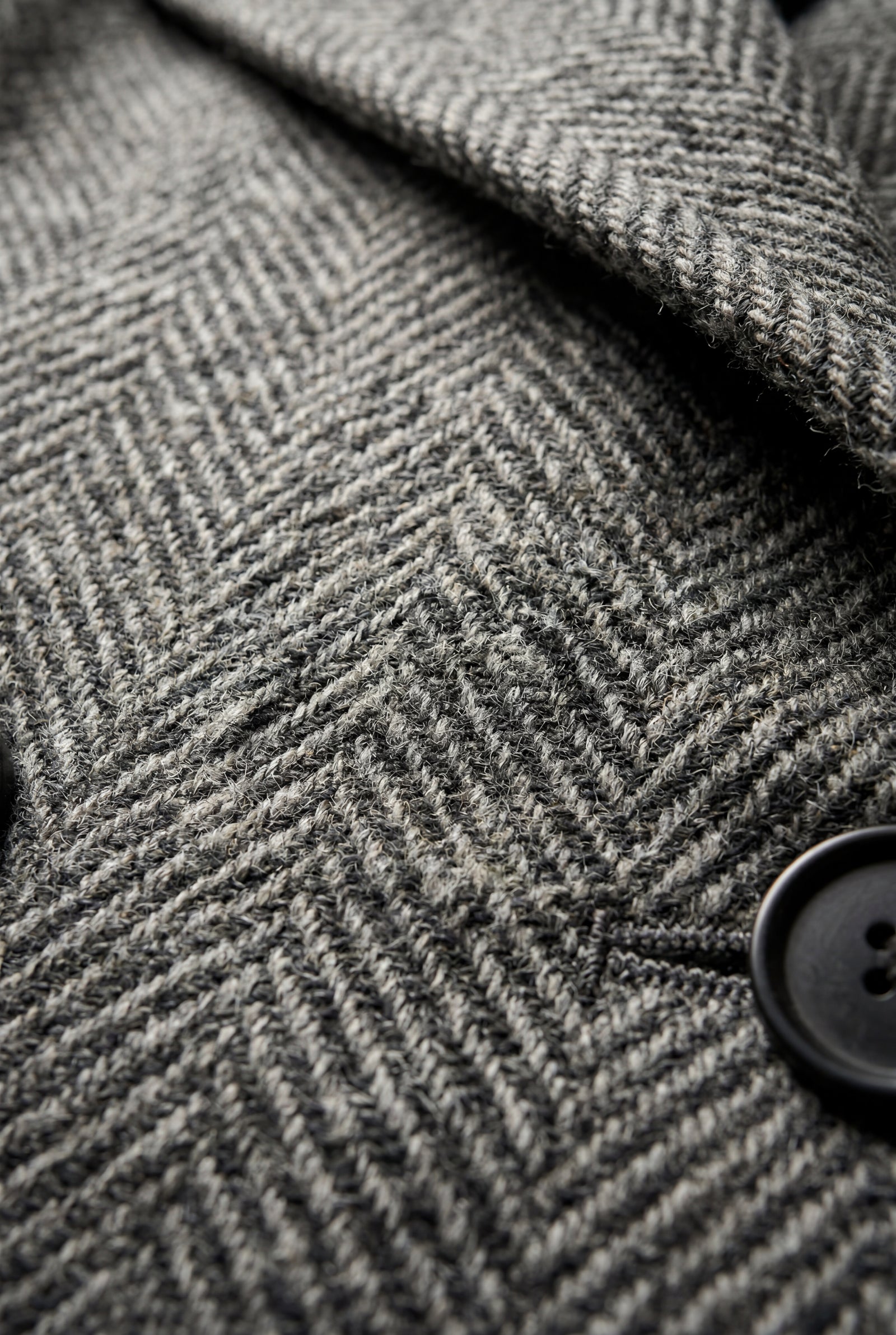 Gray Grey Herringbone Double-breasted Tailored Coat - Tailored coats - Photo 3