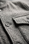 Gray Heathered Grey Cropped Bomber Jacket with Patch Pockets - Cropped jacket - Photo 3