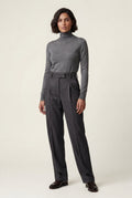 Gray High-waisted Pleated Straight-leg Trousers - Straight cut trousers - Photo 1