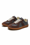Lace-Up Low-Top Sneakers in Gray — front view