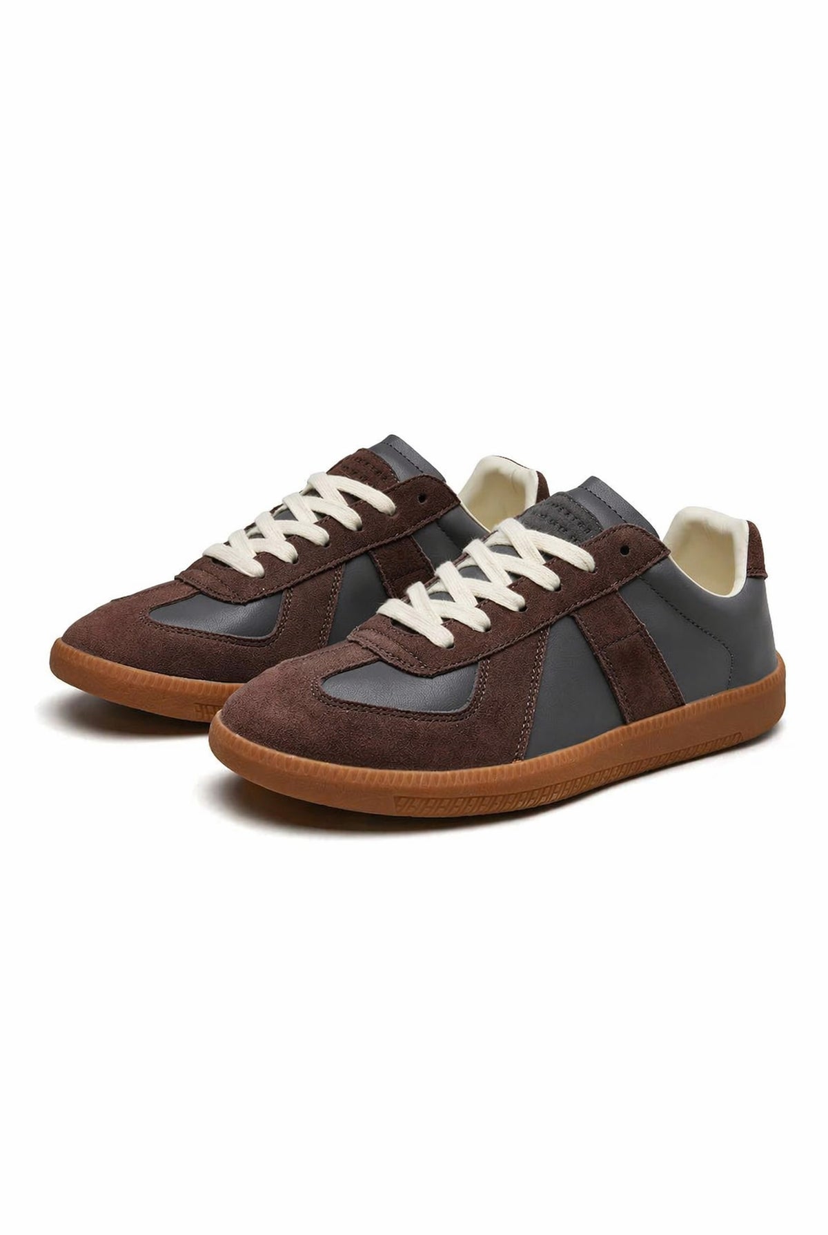 Lace-Up Low-Top Sneakers in Gray — front view