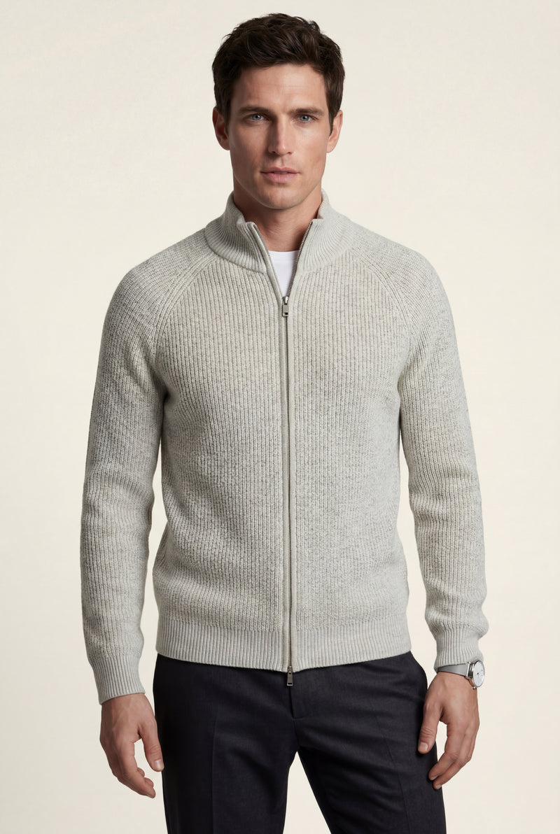 Gray Light Heather Grey Ribbed Zip-up Cardigan - Photo 1