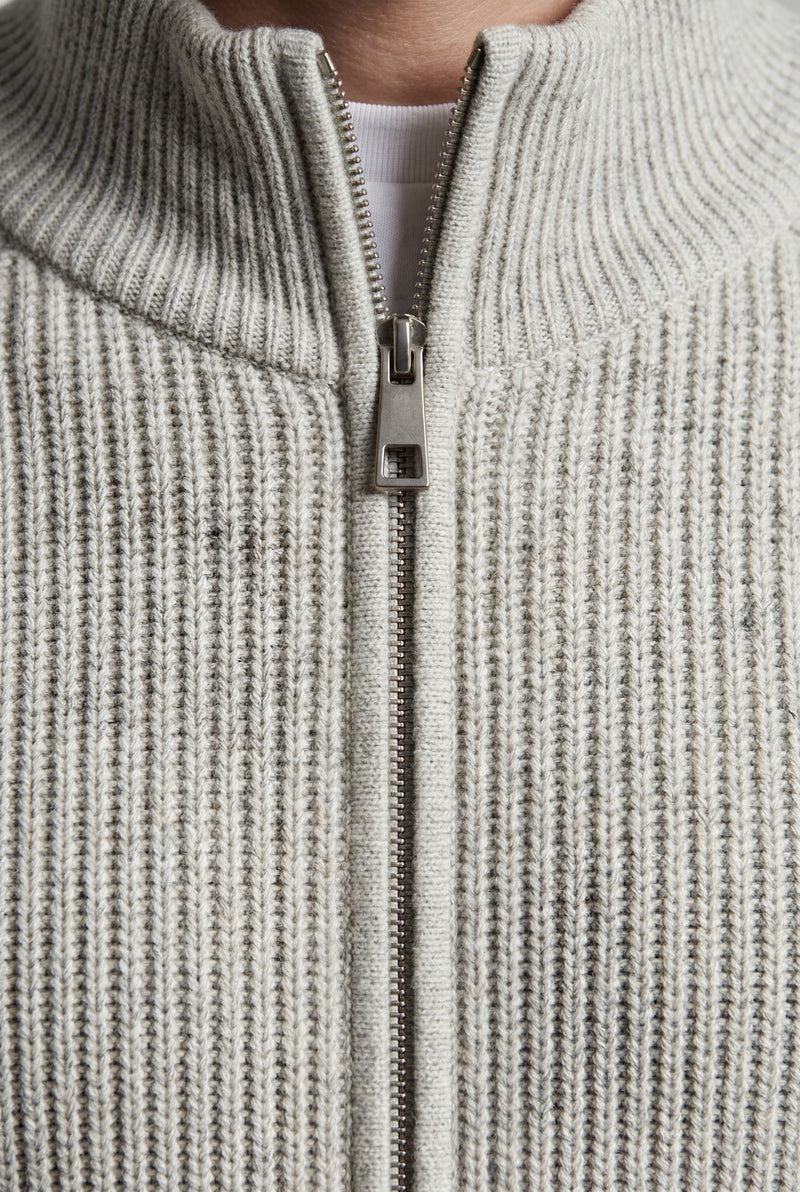 Gray Light Heather Grey Ribbed Zip-up Cardigan - Photo 3