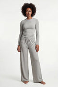 Gray Light Heather Grey Wide-leg Matching Lounge Set - Loungewear set - Photo 1