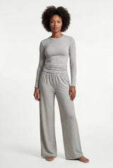Gray Light Heather Grey Wide-leg Matching Lounge Set - Loungewear set - Photo 1